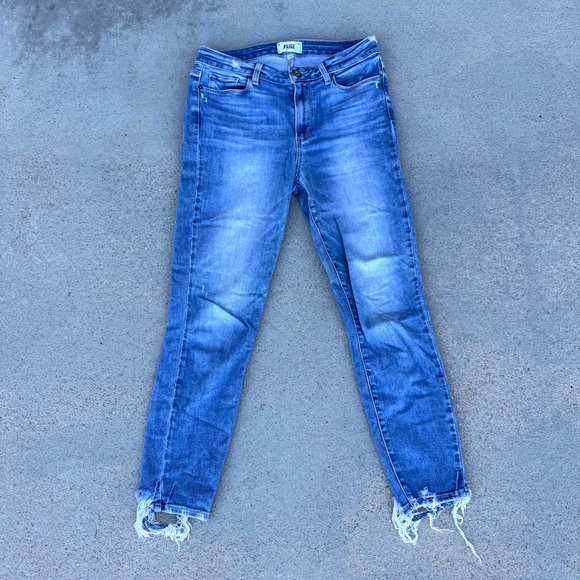 PAIGE Denim - Paige Hoxton Crop Jeans Mid Rise Light Wash Denim Women's Blue Size 29
